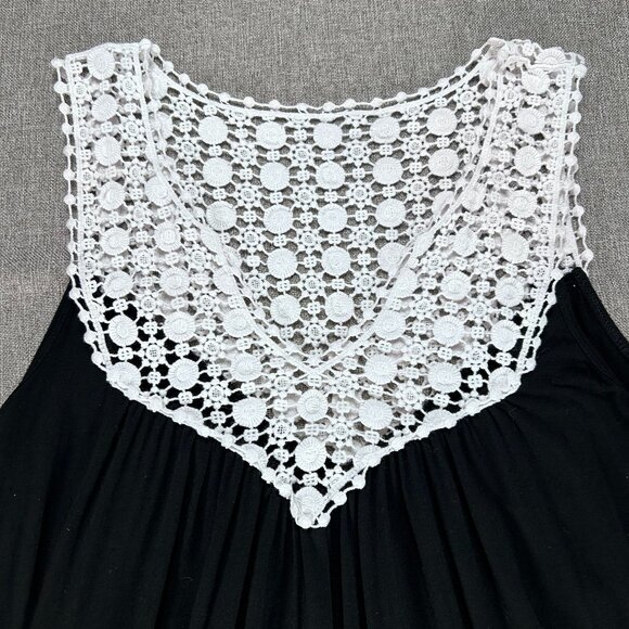 Kenneth Cole Reaction A-Line Dress Women's Medium Black White Crochet Casual - Picture 7 of 13